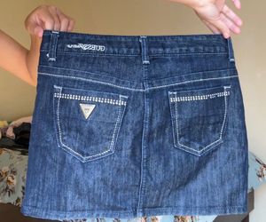 GUESS denim rhinestone miniskirt