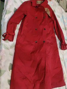 Red Double-Breasted Trench Coat
