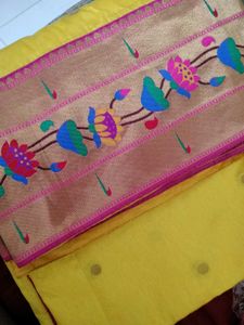Vibrant Yellow Silk Saree