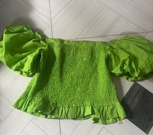 Lime Green Puff Sleeve Top