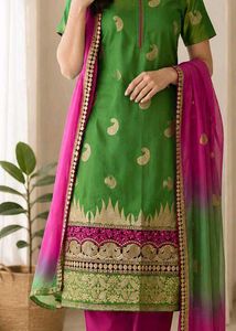 Vibrant Green & Pink Indian Suit Set