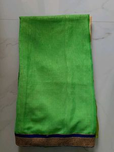 Vibrant Green Saree with Embellished Border