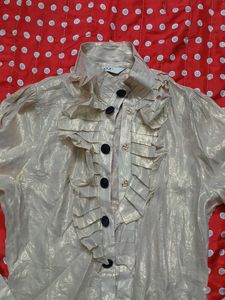 Ruffled Button Down Top