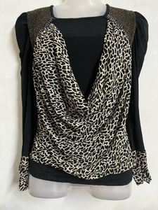 Chic Leopard Print Cowl Neck Top