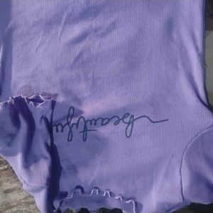 Cute Purple "Beautiful" Ribbed Top