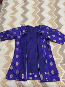 Royal Blue Brocade Blouse