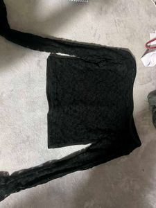 Elegant Black Lace Sleeve Top