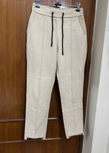 Cuuui Korean Beige Jogger Pants with Drawstring
