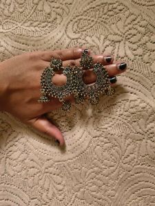 Boho Oxidized Silver Jhumka