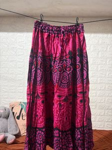 Bohemian Pink &amp; Black Print Skirt