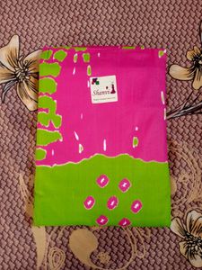 Vibrant Pink & Green Dress Material