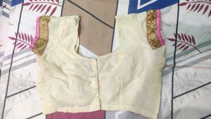 Cream Silk Blouse with Embroidered Sleeves