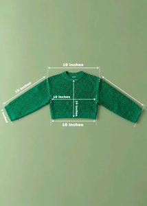 EMERALD GREEN OPEN KNIT CROPPED SWEATER