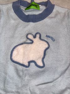 Cute Bunny Graphic Knit Top