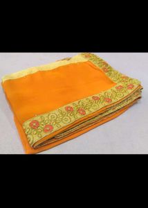 Orange Embroidered Saree,