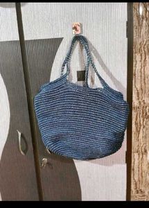 Blue Woven Tote Bag