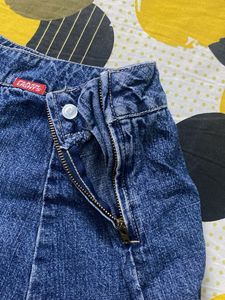 Denim Pleated Mini Skirt