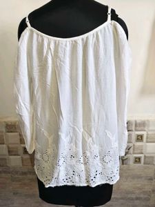 Boho Off-the-Shoulder Eyelet Top