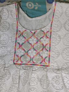 Boho Chic Embroidered White Lace Kurta
