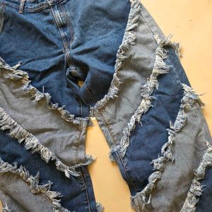 Freakins Unique Fringed Denim Jeans