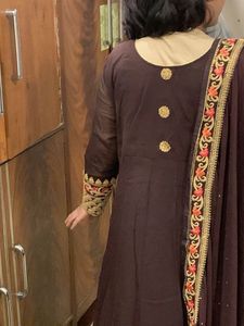 Elegant Embroidered ethnic gown with pant dupatta