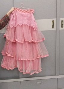 Stunning Pink Tiered Lehenga Choli