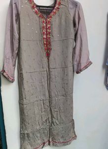 Embellished Grey Kurta