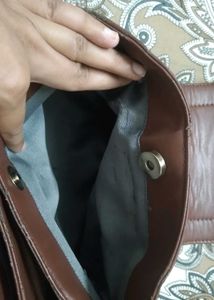 Classic Brown Faux Leather Shoulder Bag
