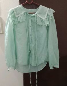 Sheer Ruffle Collar Blouse