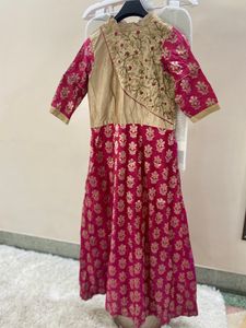 Elegant Pink &amp; Gold Maxi Dress
