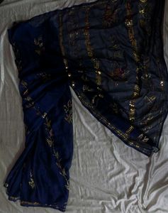 Blue Embellished Y2K Saree