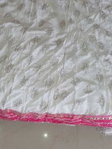 Elegant White &amp; Pink Anarkali