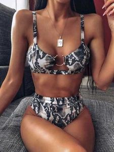 I. Chic Snake Print Bikini Top