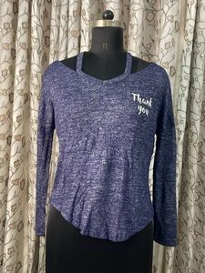 Jennyfer Blue Marled Knit Top