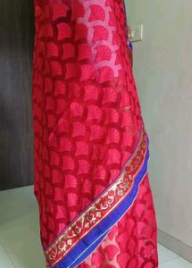 Elegant Red Embroidered Saree with blouse