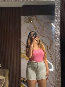 SHEIN Pink Ribbed "Babe" Crop Top
