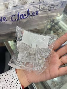 Sparkling Bow Hair Claw Clip with Chains