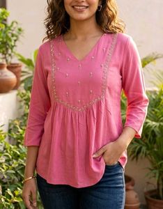 Pink Embroidered Kurti