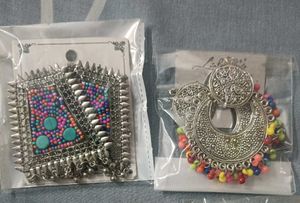 Boho Jhumka Earrings with Beads