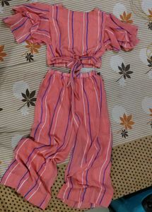 Cute Striped Crop Top &amp; Palazzo Set