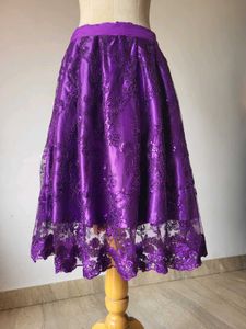 Stunning Purple Embroidered Skirt Length 28 Inches