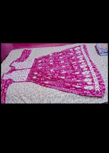 Vibrant Pink chikenkari anarkali kurti
