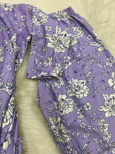 Lilac Lavender Floral Printed 2-Piece Co-Ord / Sui