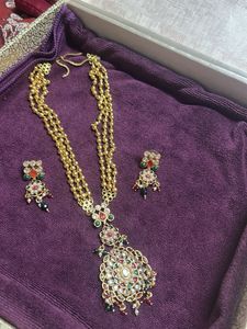 pachi , polki,pearl Necklace & Earring Set
