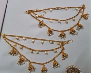 Traditional Indian Pearl &amp; Jhumka Jewellery Set
