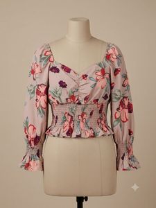 Floral Smocked Peasant Blouse