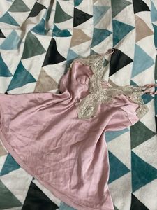 y2k Pink Satin Lace Nightgown