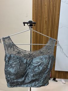 Grey Tulle Ruffle Ethnic Skirt