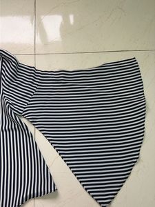 Striped Bell Sleeve Top with Lace-Up Neck
