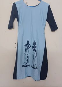 Light Blue Threads Top Kurti